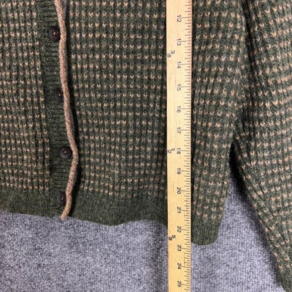 WOOLRICH Women's Green Tan Textured Knit Button Front Cardigan Sweater Medium - Picture 5 of 8